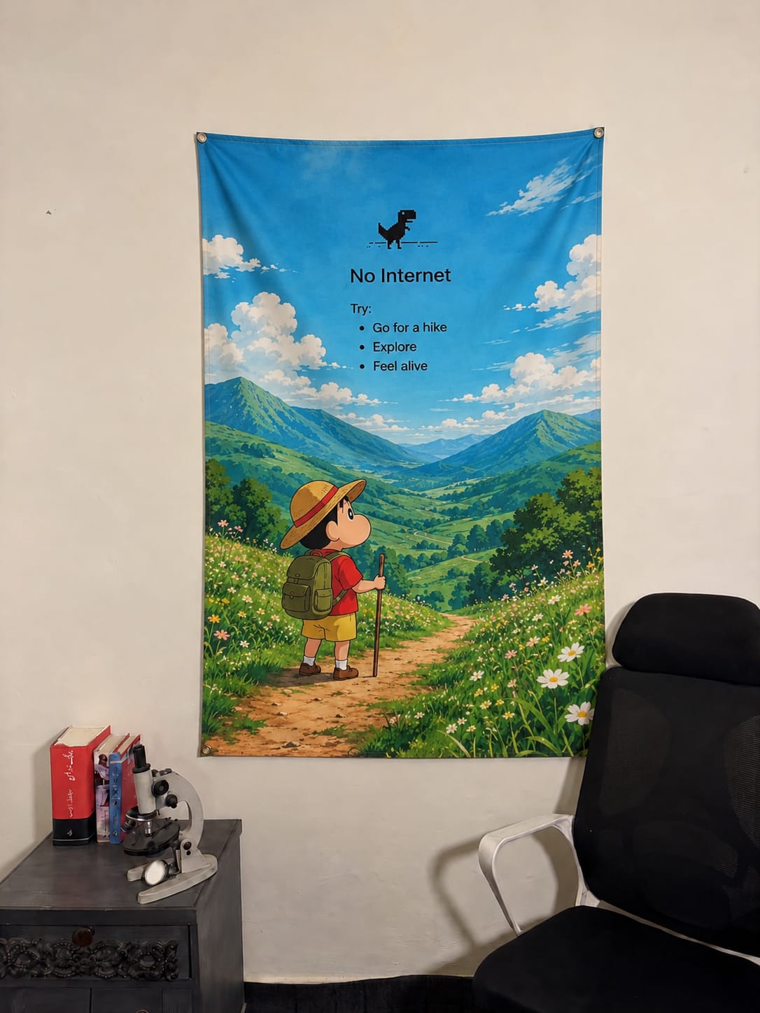 Shin-chan Enjoying Nature Wall Tapestry