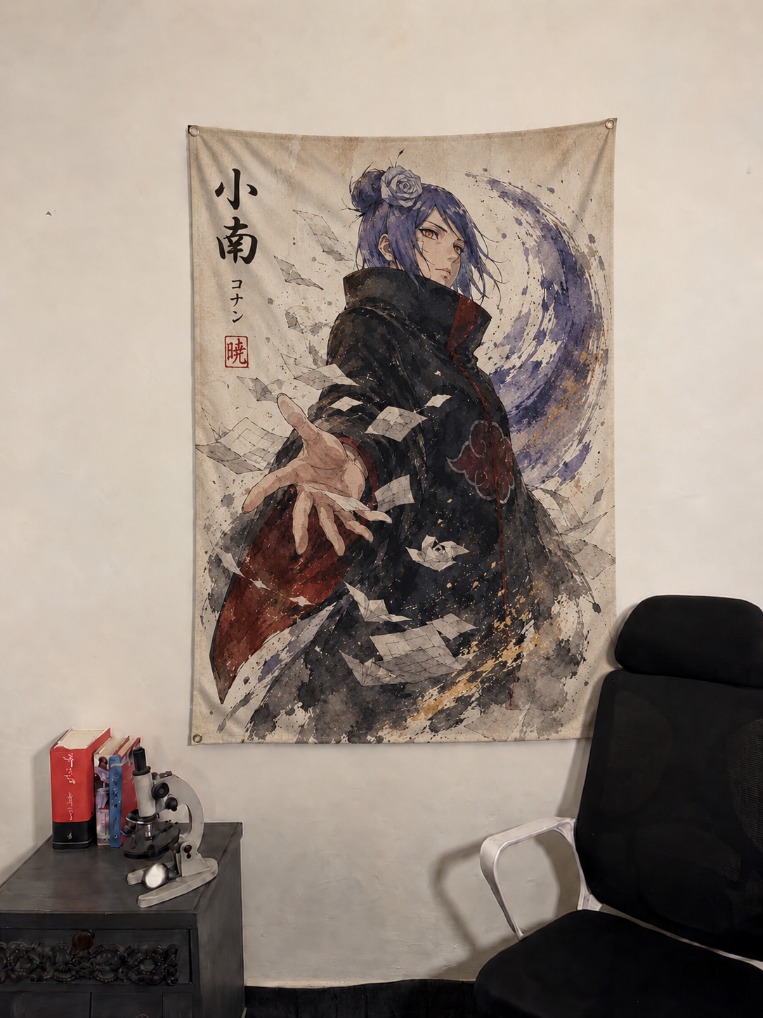 Melancholic Blue-Haired Ninja Wall Tapestry