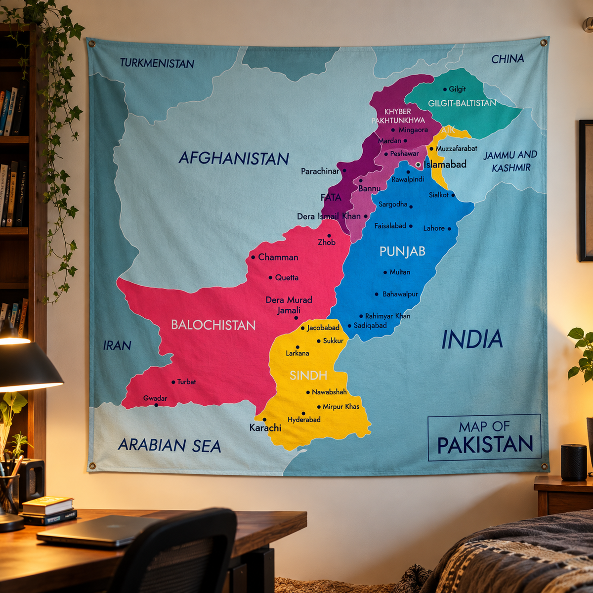 Accurate Pakistan Map Wall Tapestry