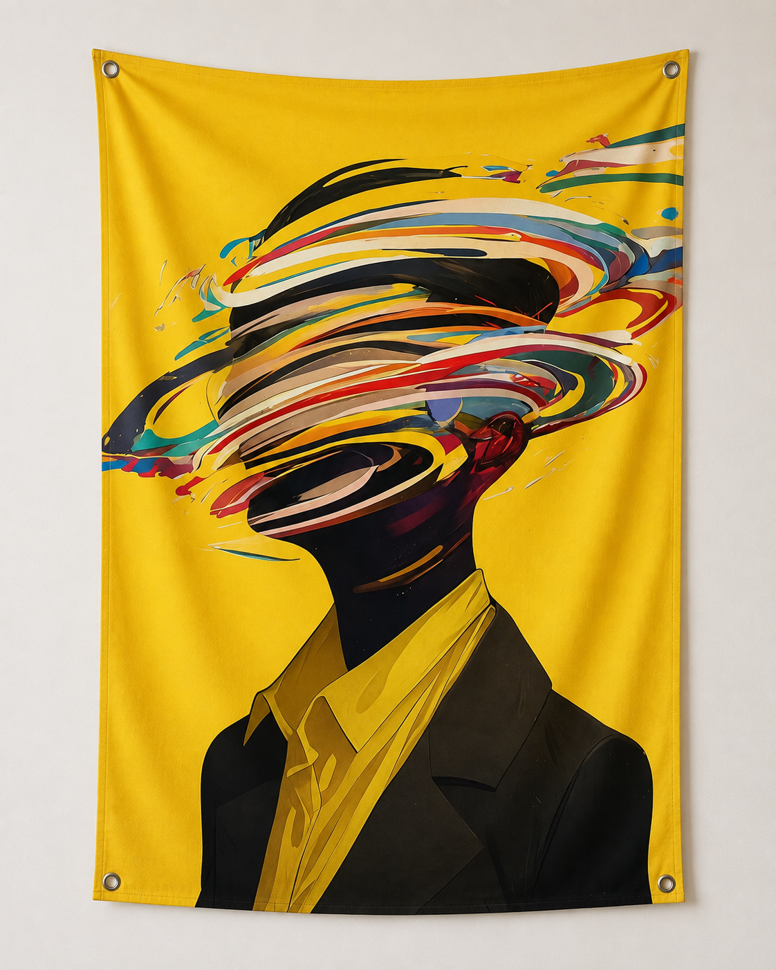 Confused Head Abstract Art Tapestry