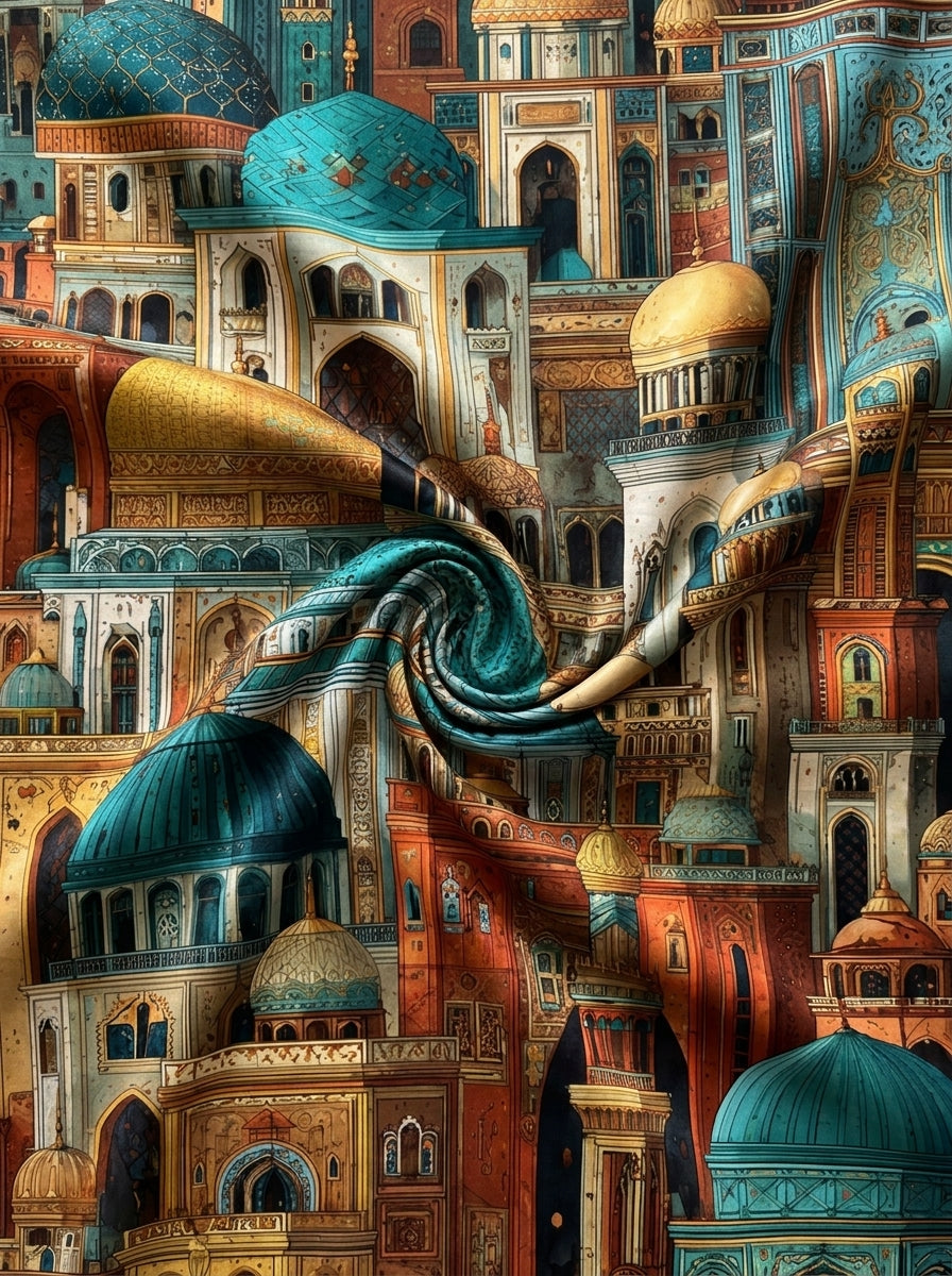 Colored Islamic Architecture Wall Tapestry