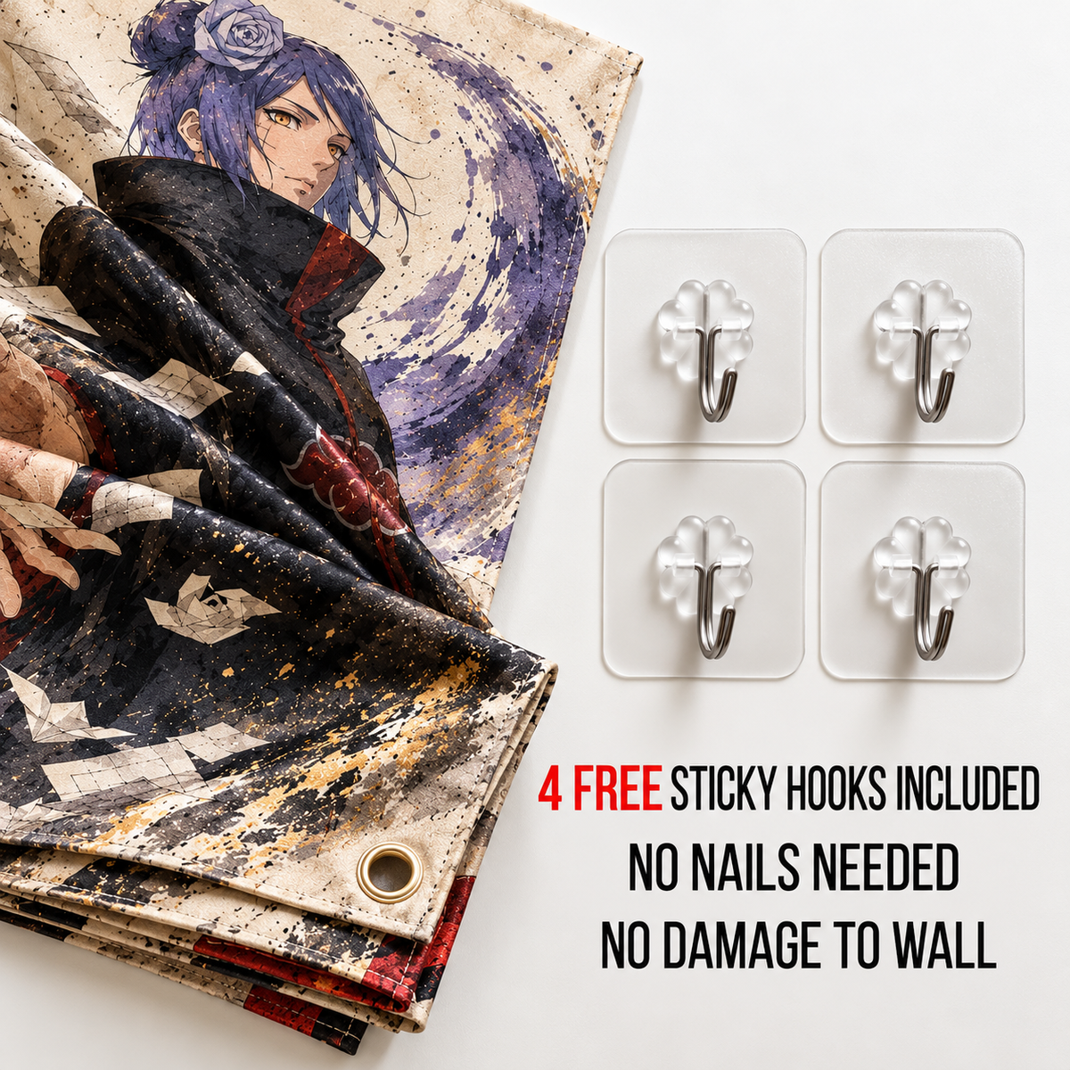 Melancholic Blue-Haired Ninja Wall Tapestry