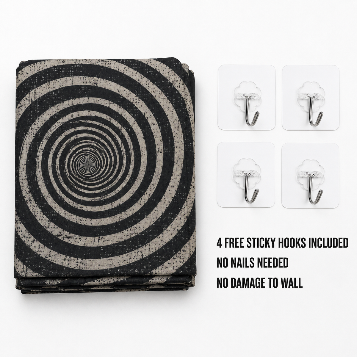 Black and White Spiral Art Tapestry
