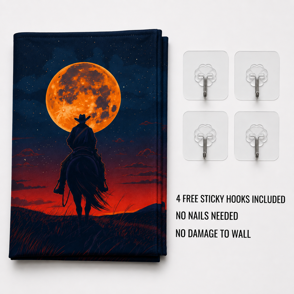 Horse Rider Moonlight Art Tapestry