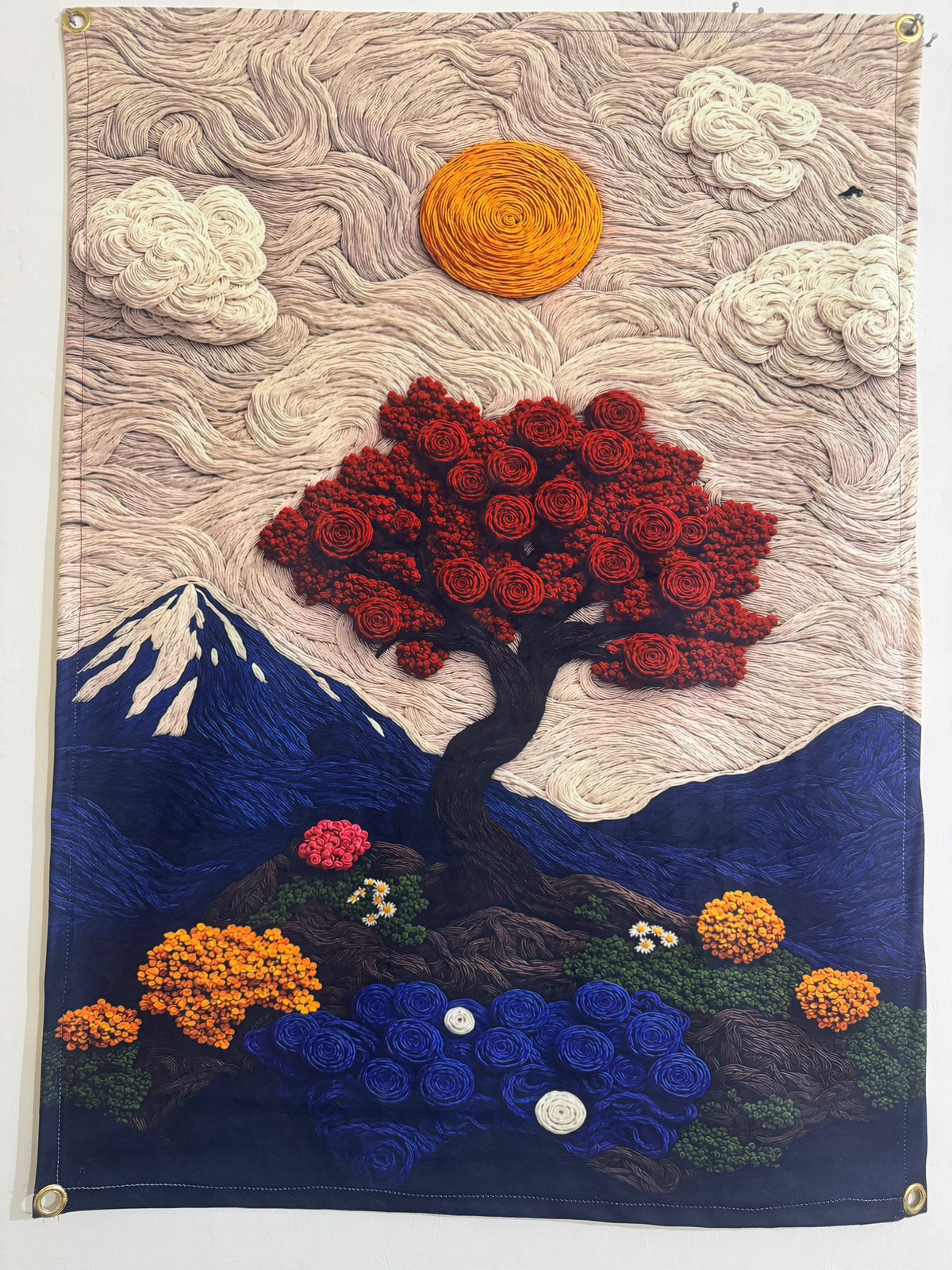 Red Tree Imagination Wall Tapestry