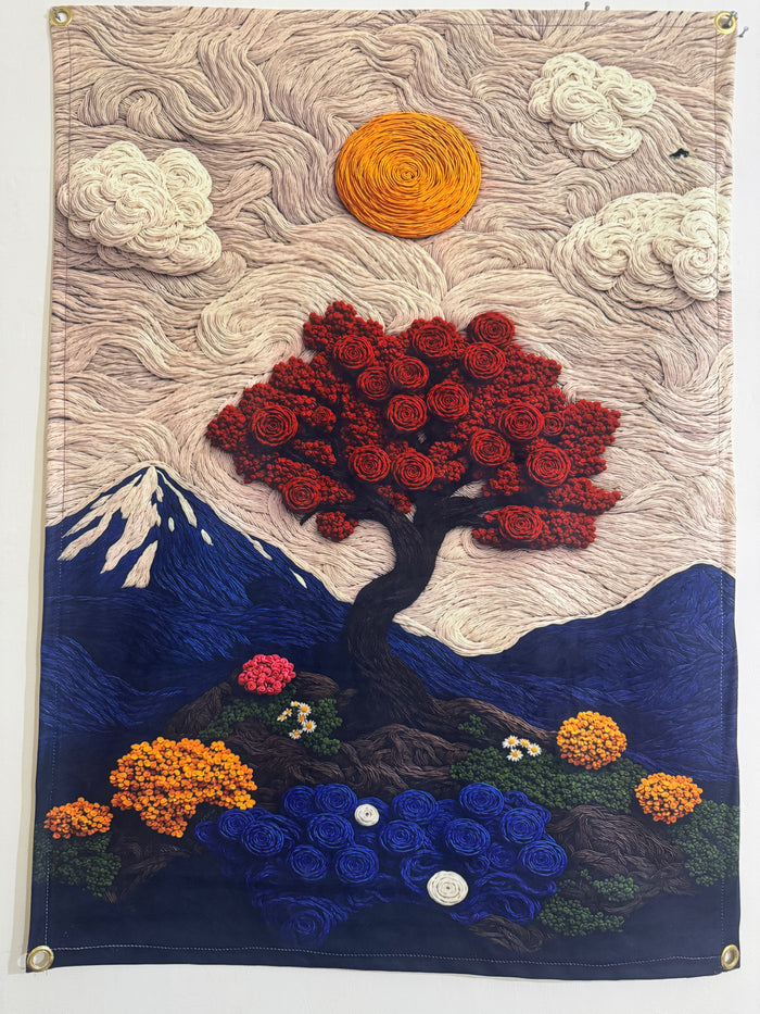 Red Tree Imagination Wall Tapestry