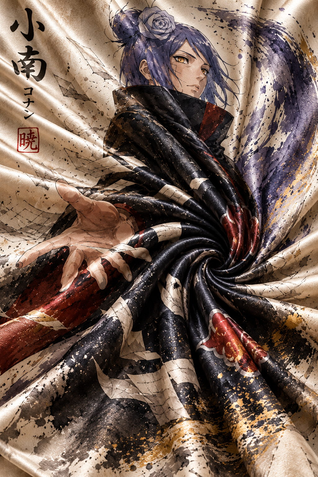Melancholic Blue-Haired Ninja Wall Tapestry